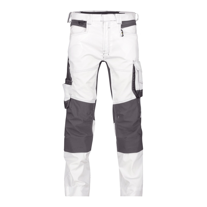 Dassy DYNAX Arbeitshose mit Stretch und Kniepolstertaschen weiß/grau 44 (STANDARD Schrittlänge)
