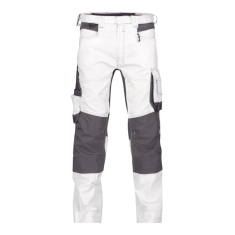 Dassy DYNAX Arbeitshose mit Stretch und Kniepolstertaschen weiß/grau 44 (STANDARD Schrittlänge)