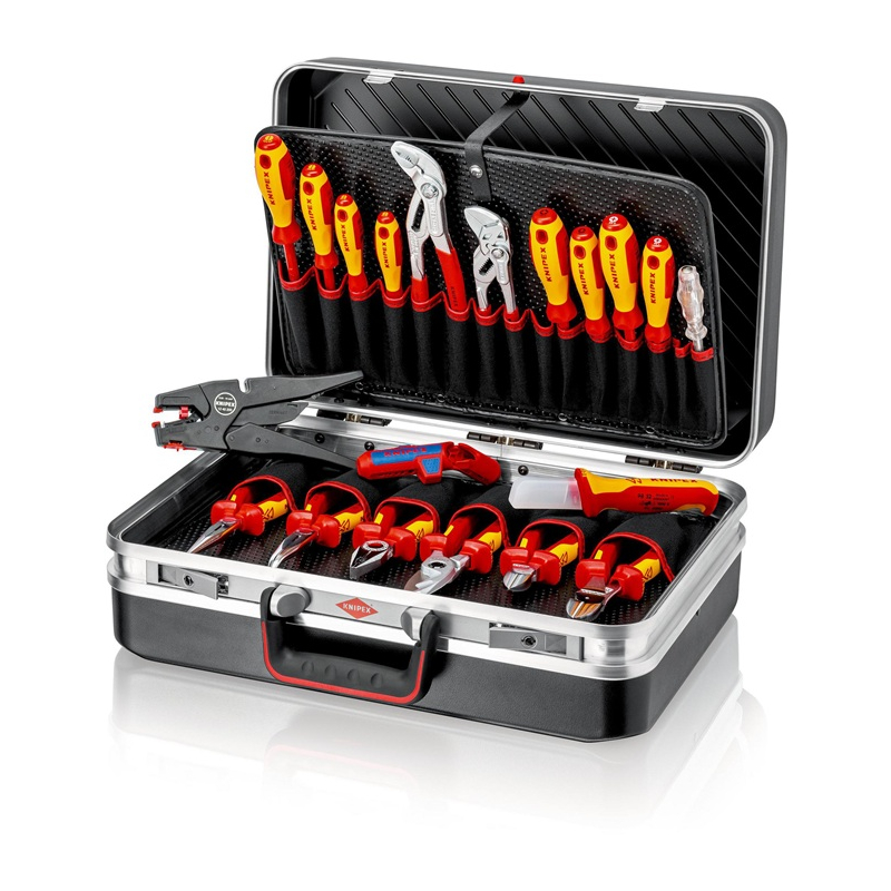 Werkzeugkoffer für Elektroinstallation, 20-tlg. im Koffer aus ABS-Material KNIPEX