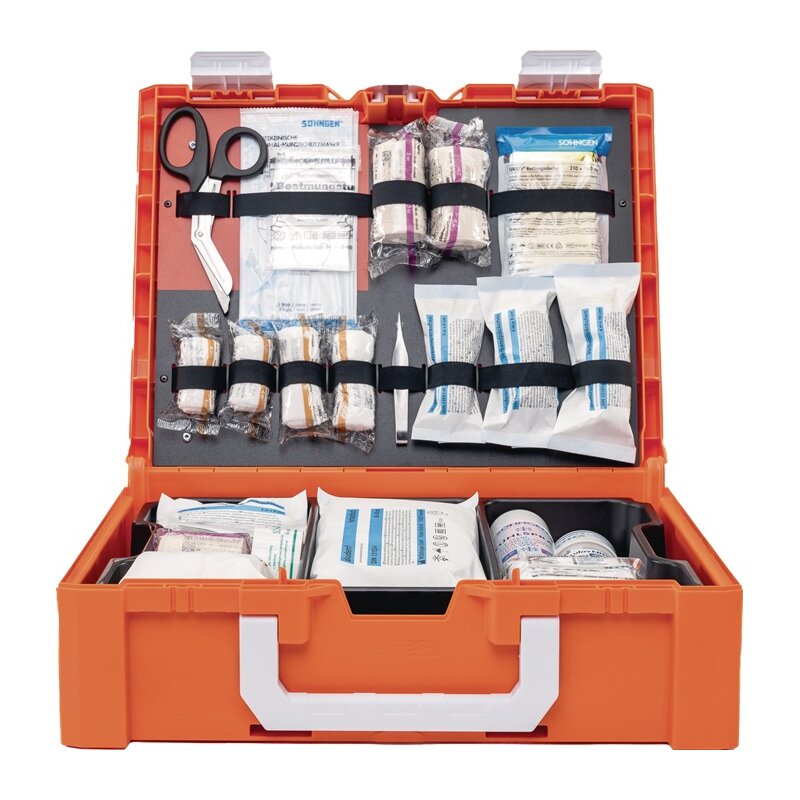 Erste Hilfe Koffer metaBOX 145M B226xH346xT145ca.mm orange SÖHNGEN