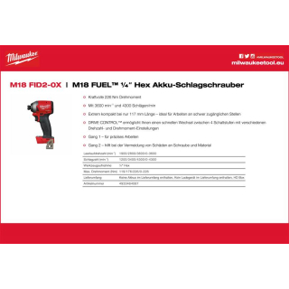 (12) M18 FID2-0X | FUEL Akku-Schlagschrauber 1/4" Hex (4933464087)