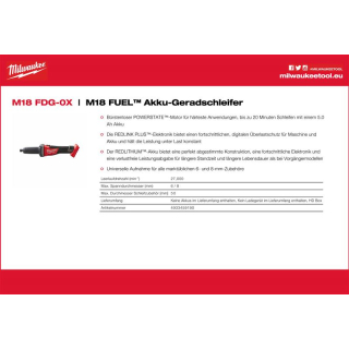 (27) M18 FDG-0X | FUEL Akku-Geradschleifer (4933459190)