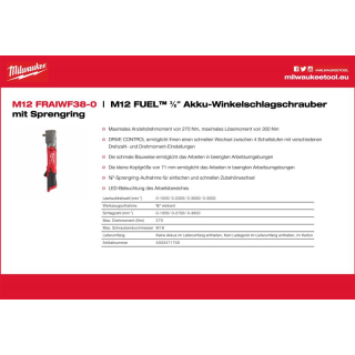 (16) M12 FRAIWF38-0 | FUEL Akku-Rechtwinkliger Schlagschrauber 3/8" (4933471700)