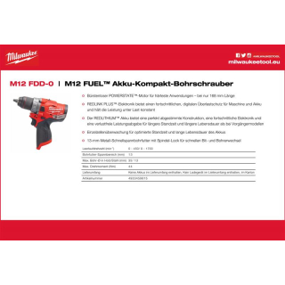 (1) M12 FDD-0 | FUEL Akku-Kompakt-Bohrschrauber (4933459815)