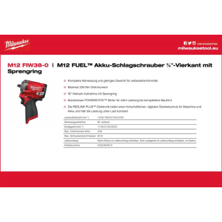 (6) M12 FIW38-0 | FUEL Akku-Schlagschrauber 3/8" Vierkant (4933464612)